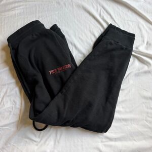 True Religion Sweatpants Mens Large Black Joggers Cotton Pockets Casual
